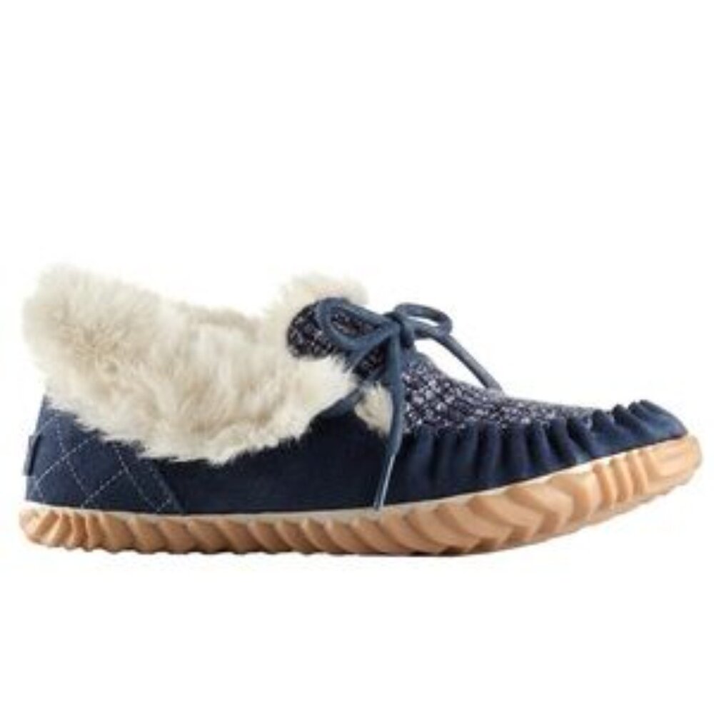 Sorel Women's Navy White Out N About Moc NL2891-005 Suede Winter Slipper Size 6 - Picture 1 of 7